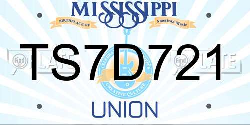TS7D721 Mississippi License Plate