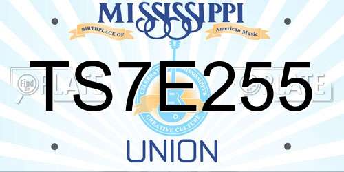 TS7E255 Mississippi License Plate
