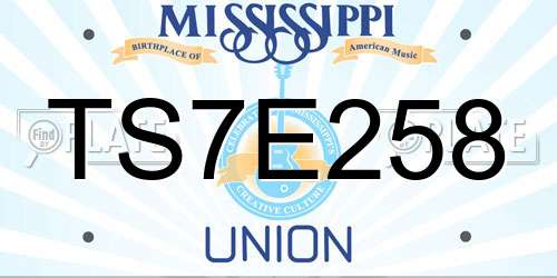 TS7E258 Mississippi License Plate