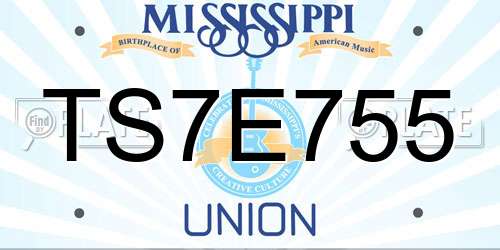 TS7E755 Mississippi License Plate