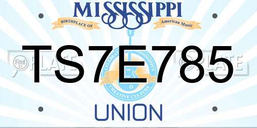 TS7E785 Mississippi License Plate
