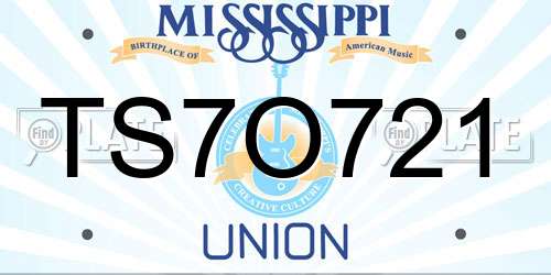 TS7O721 Mississippi License Plate