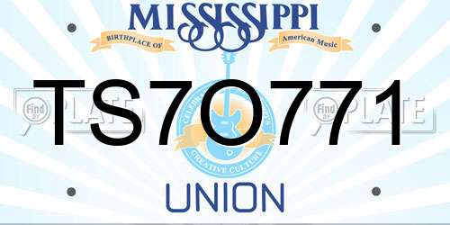 TS7O771 Mississippi License Plate
