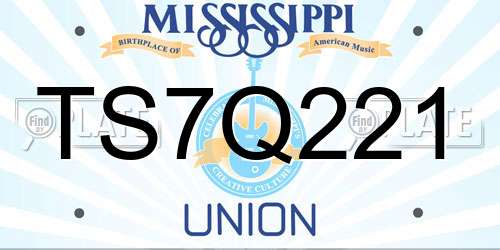 TS7Q221 Mississippi License Plate