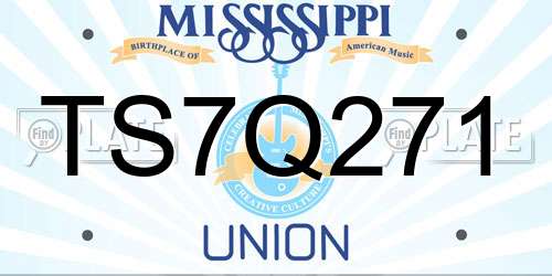 TS7Q271 Mississippi License Plate