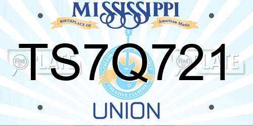 TS7Q721 Mississippi License Plate