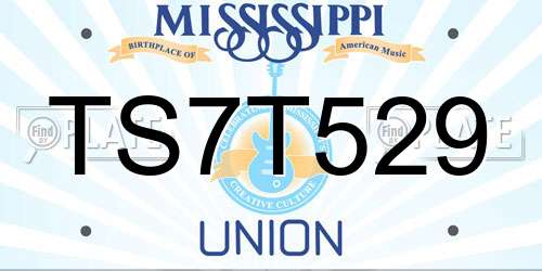 TS7T529 Mississippi License Plate