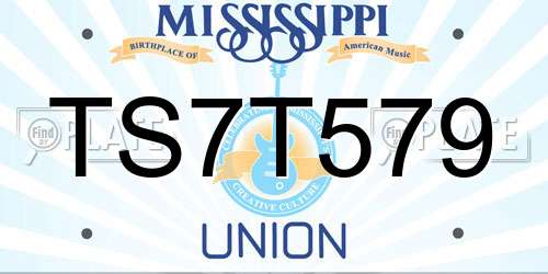 TS7T579 Mississippi License Plate