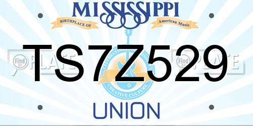 TS7Z529 Mississippi License Plate