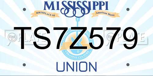 TS7Z579 Mississippi License Plate