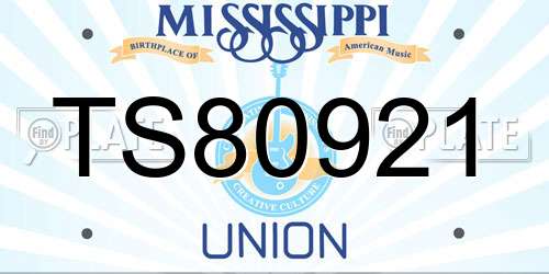 TS80921 Mississippi License Plate