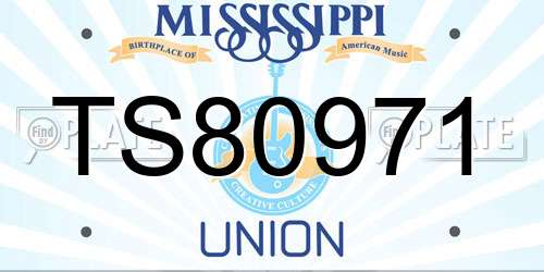TS80971 Mississippi License Plate