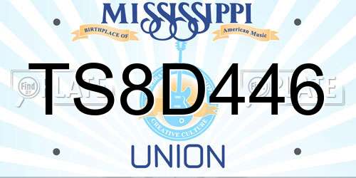 TS8D446 Mississippi License Plate