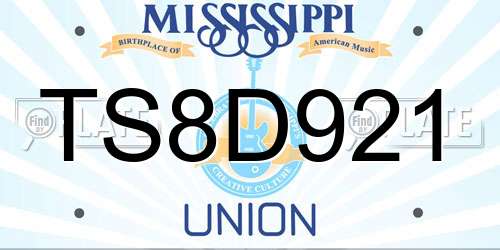 TS8D921 Mississippi License Plate