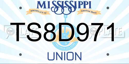TS8D971 Mississippi License Plate