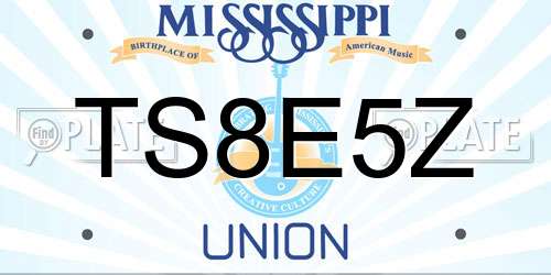 TS8E5Z Mississippi License Plate