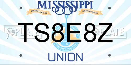 TS8E8Z Mississippi License Plate