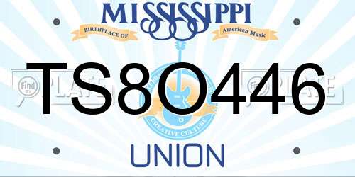 TS8O446 Mississippi License Plate