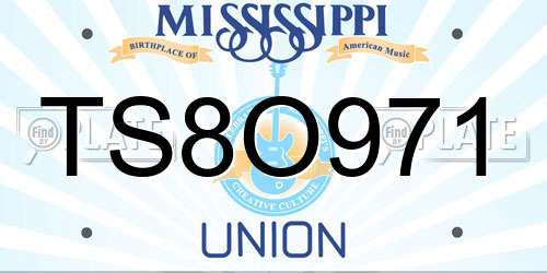 TS8O971 Mississippi License Plate