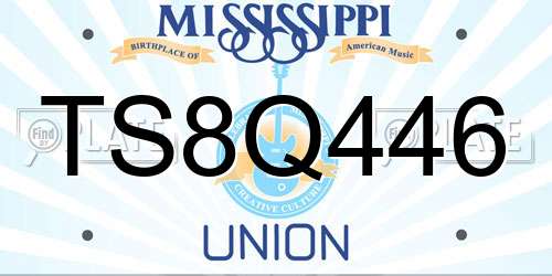 TS8Q446 Mississippi License Plate