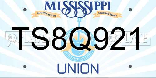 TS8Q921 Mississippi License Plate