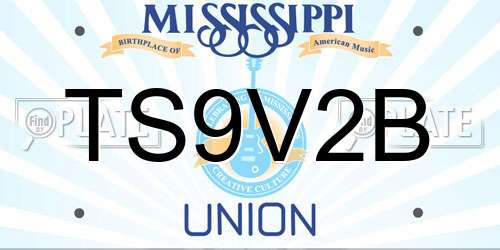 TS9V2B Mississippi License Plate