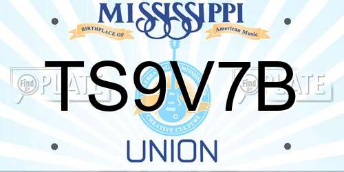 TS9V7B Mississippi License Plate