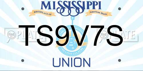 TS9V7S Mississippi License Plate