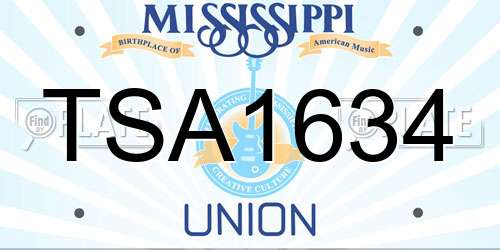 TSA1634 Mississippi License Plate