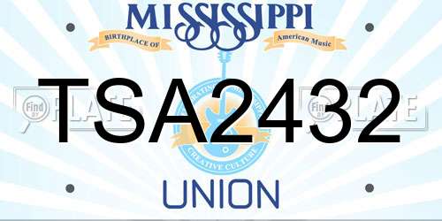 TSA2432 Mississippi License Plate