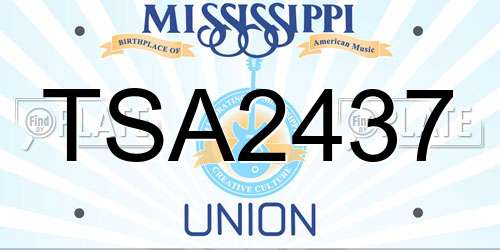 TSA2437 Mississippi License Plate
