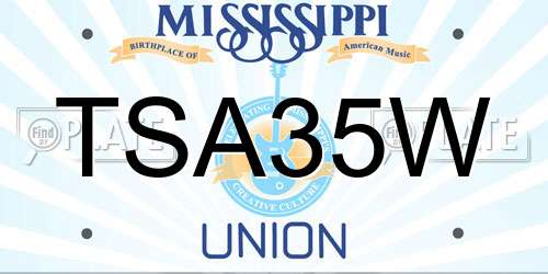 TSA35W Mississippi License Plate