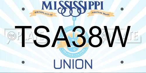 TSA38W Mississippi License Plate