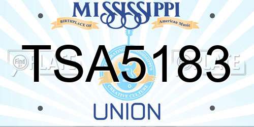TSA5183 Mississippi License Plate