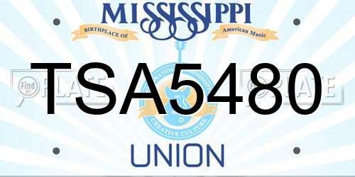 TSA5480 Mississippi License Plate
