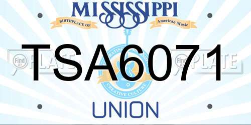 TSA6071 Mississippi License Plate