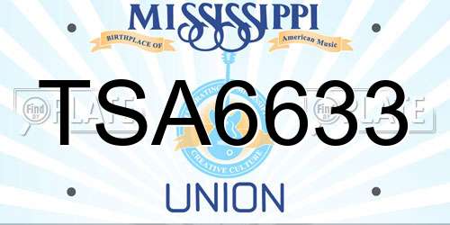 TSA6633 Mississippi License Plate