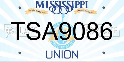 TSA9086 Mississippi License Plate