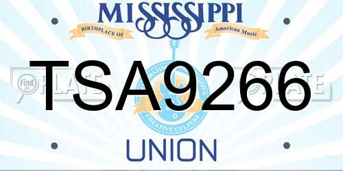 TSA9266 Mississippi License Plate