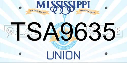 TSA9635 Mississippi License Plate