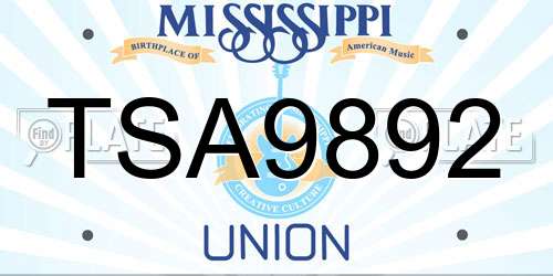 TSA9892 Mississippi License Plate