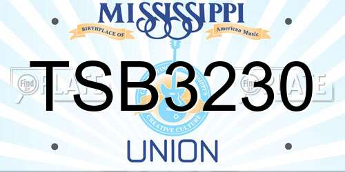TSB3230 Mississippi License Plate