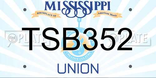 TSB352 Mississippi License Plate