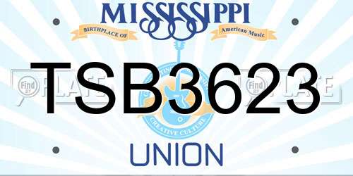 TSB3623 Mississippi License Plate