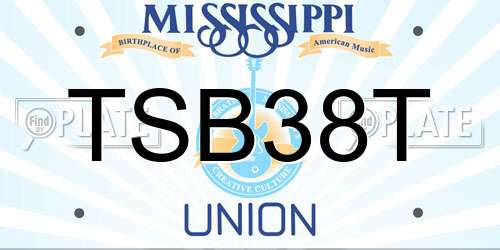 TSB38T Mississippi License Plate