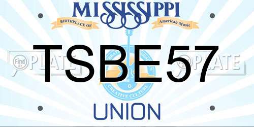 TSBE57 Mississippi License Plate