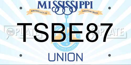 TSBE87 Mississippi License Plate