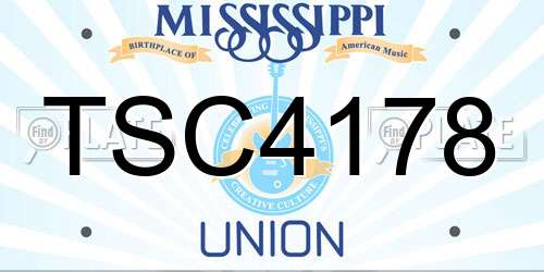 TSC4178 Mississippi License Plate