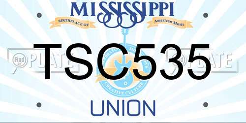 TSC535 Mississippi License Plate