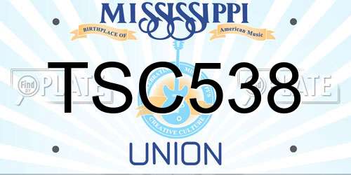 TSC538 Mississippi License Plate